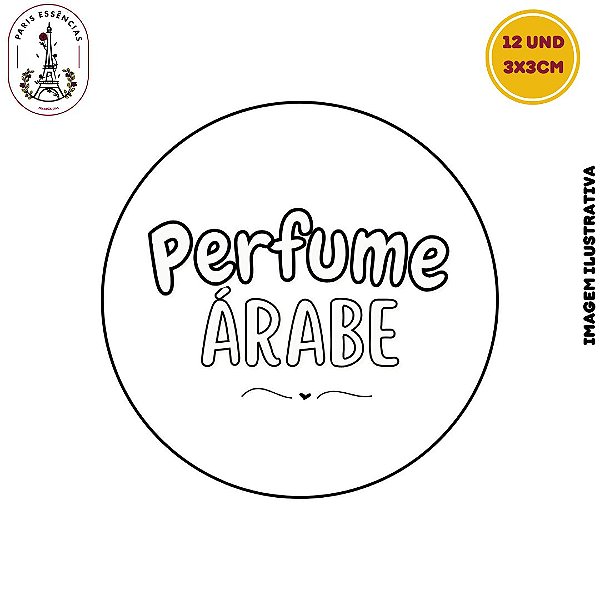 Etiqueta Perfume Árabe Vinil 3x3 Cartela c/12un