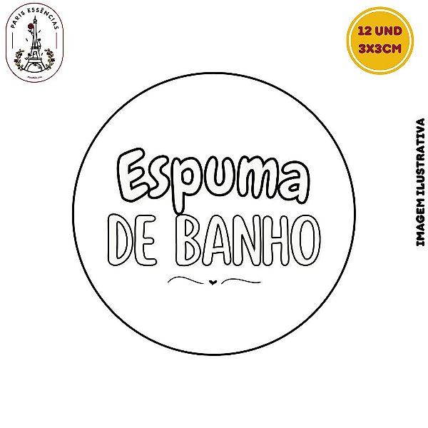 Etiqueta Espuma de Banho Vinil 3x3 Cartela c/12un