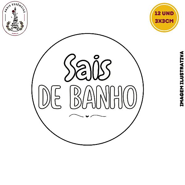 Etiqueta Sais de Banho Vinil 3x3 Cartela c/12un