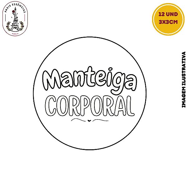 Etiqueta Manteiga Corporal  Vinil 3x3 Cartela c/12un
