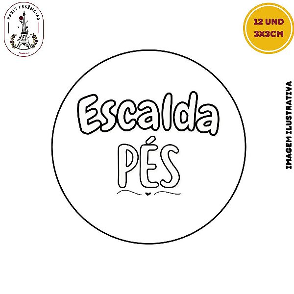 Etiqueta Escalda Pés Vinil 3x3 Cartela c/12un