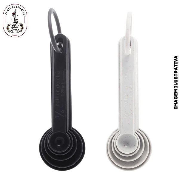Conjunto 5 Colheres Medidoras de Bambu e PP Sortido