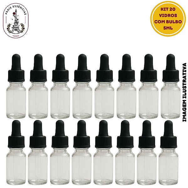 Kit 20 Vidros c/Conta Gotas - 5ml