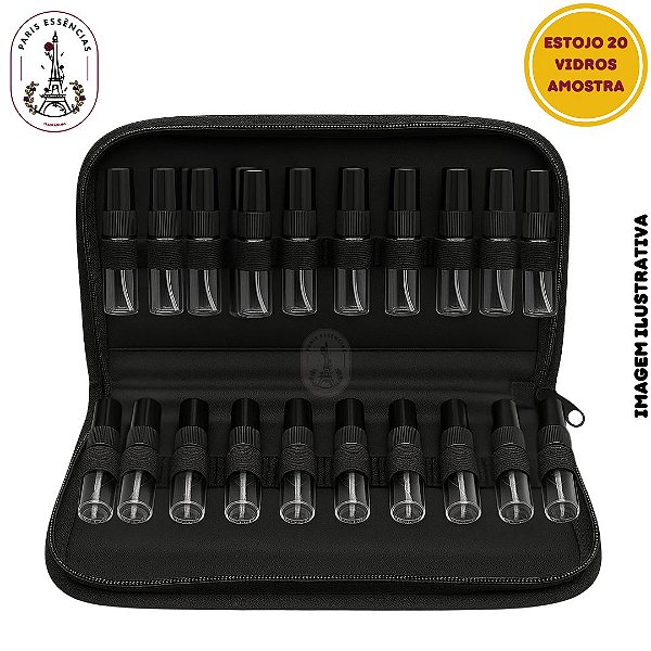 Kit Estojo com 20 Amostras Spray – Frascos de Vidro de 3ml com Válvula Preta