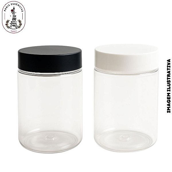 Pote Plástico Cilindro 270ml - Tampa Preta ou Branca