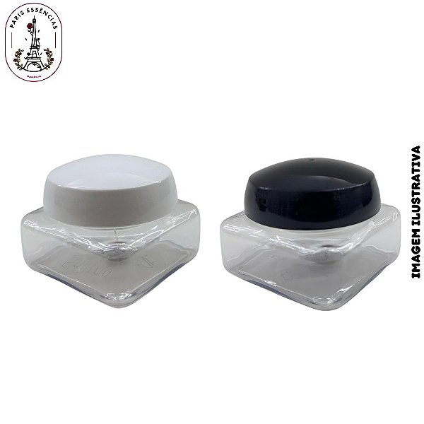 Pote p/ Cosméticos Quadrado 120ml c/ Tampa- Branca ou Preta