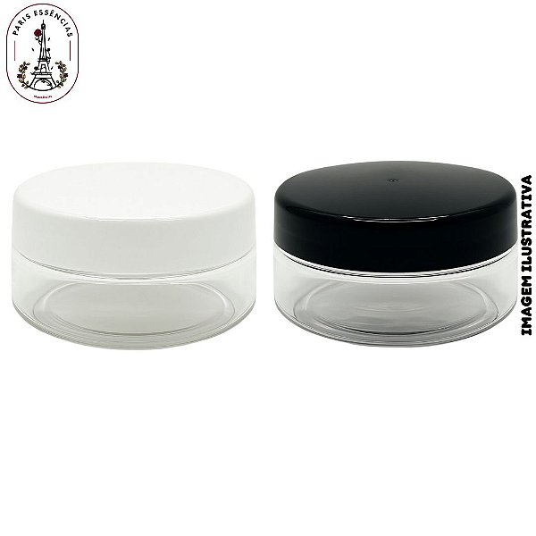 Pote p/ Cosmético 200ml - Tampa Branca ou Preta