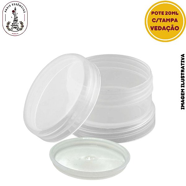Pote Plástico 5 Unidades - 20ml Natural c/Tampa Batoque de Vedação
