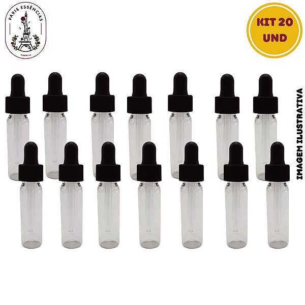 Kit 20 Vidros 5ml c/Conta Gotas Canelado
