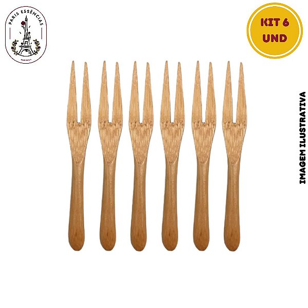 Mini Garfo Petisco Bambo c/ 6 Peças - (9cm) cada