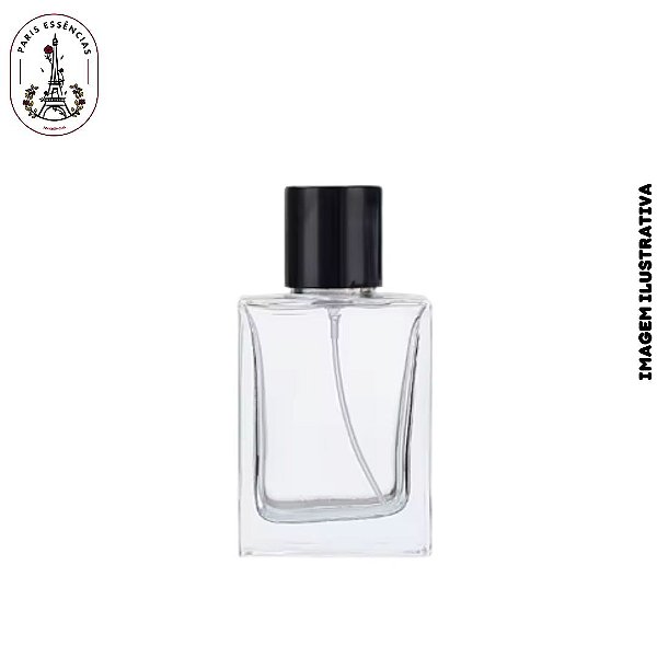 Porta Perfume Quadrado 50ml Liso c/Tampa Preta