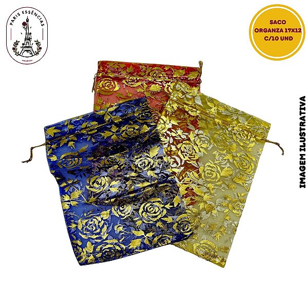 Saco Organza Color c/Brilho 17x12 c/10 Unidades