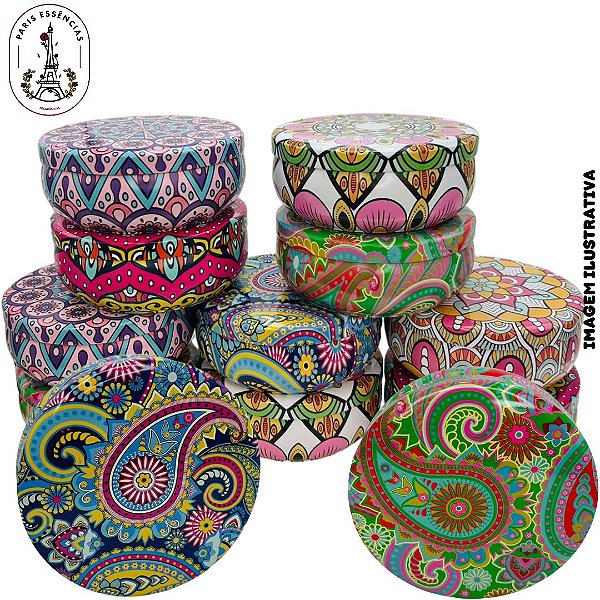Caixa Lata de Metal Mandala 300ml - 12 Unidades
