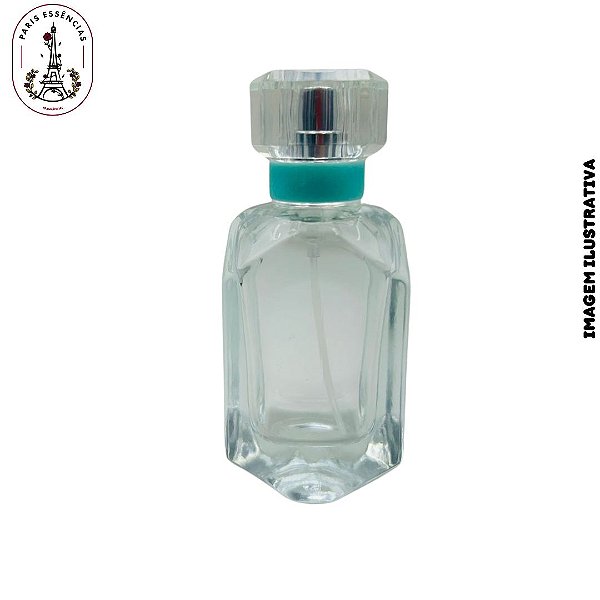 Porta Perfume 50ml - Transparente c/Tampa em Detalhes Azul Tiffany