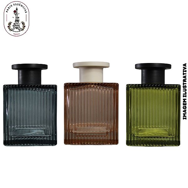 Vidro Difusor Cubo Canelado c/ Tampa - 200ml + Varetas de Fibra (6 unid)