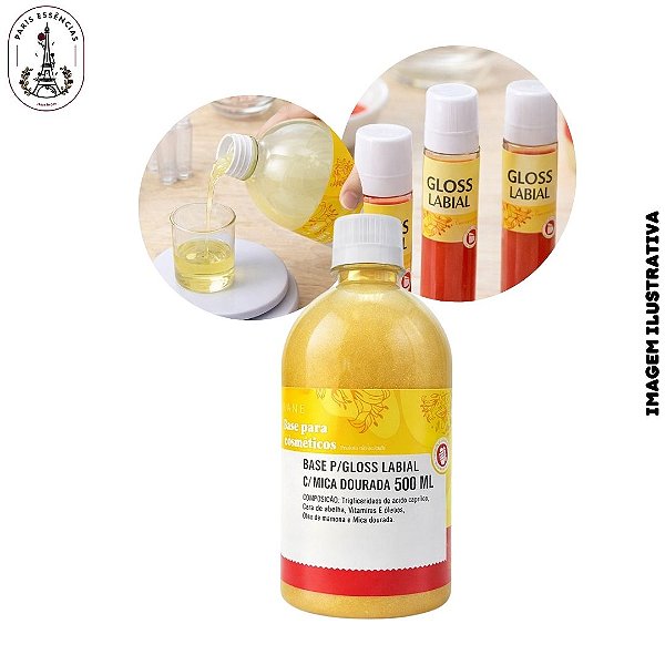 Base p/ Gloss Labial c/Mica Dourada - 500ml