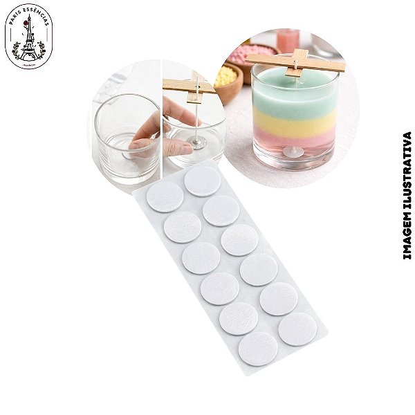 Adesivo Dupla Face Branco para Pavio (P) - Pacote c/10