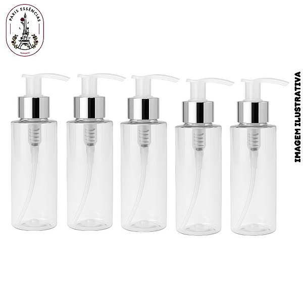 Frasco Pet 100ml Cil Reto - c/ Válvula Saboneteira Prata