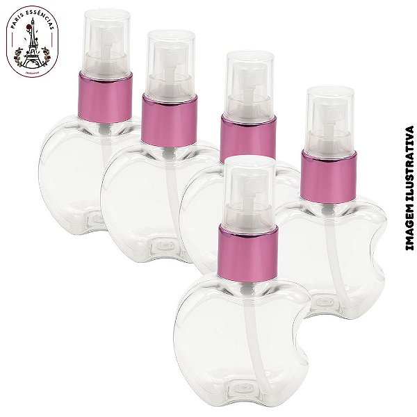 Kit 5 Frasco Pet Maça Mordida c/Válvula Reparadora Rosa - (50ml)