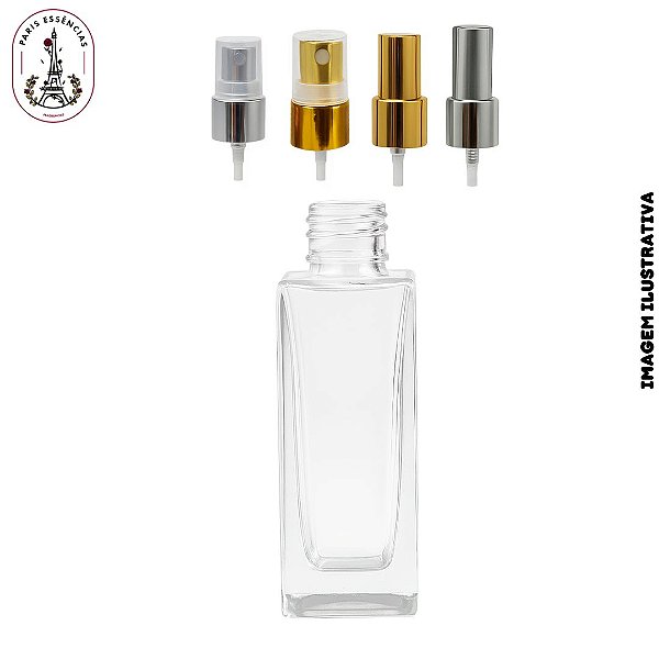 Frasco Vidro Quadrado 30ml c/Spray