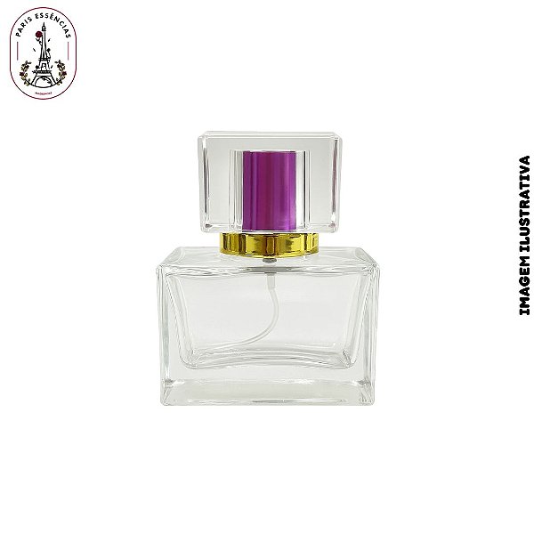 Porta Perfume Retangular 30ml - Tampa Lilás