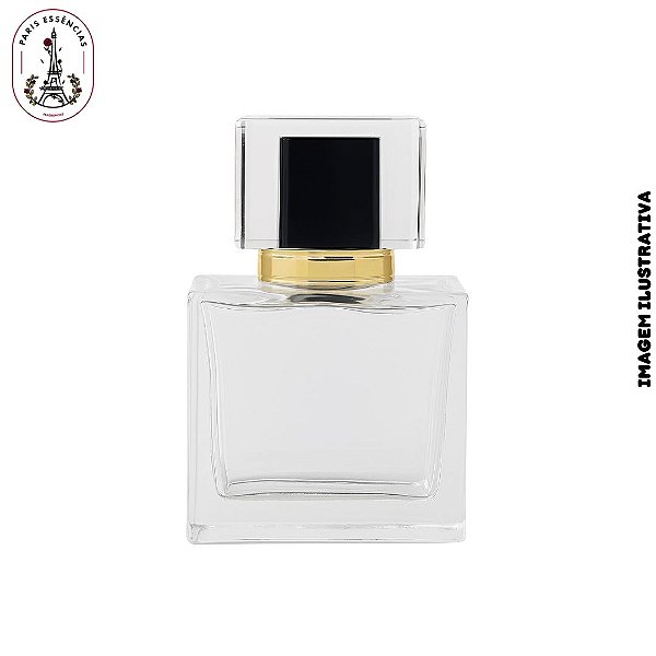Porta Perfume Quadrado 50ml - Tampa Preta