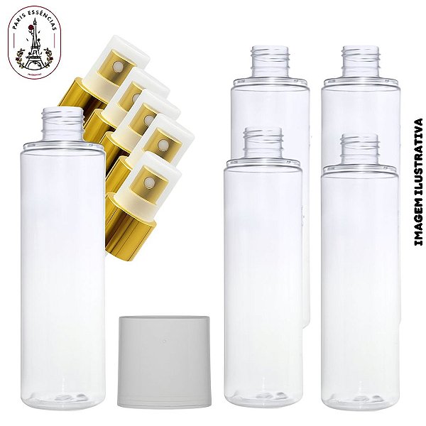 Kit 5 Frasco p/ Body Splash - 200ml Baixo Spray Semi Dourada