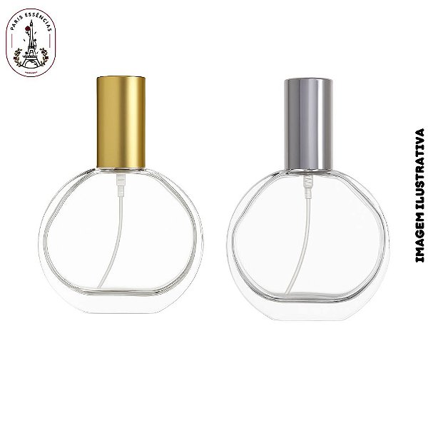 Porta Perfume Achatado 30ml - Tampa Dourada ou Prata