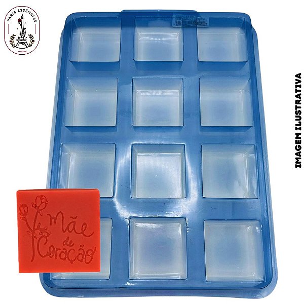 Forma p/ Sabonete Quadrada Lisa  12Cav. - (un)