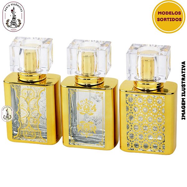 Vidro Porta Perfume Luxo Árabe Retangular 50ml (un)  -(Variados)