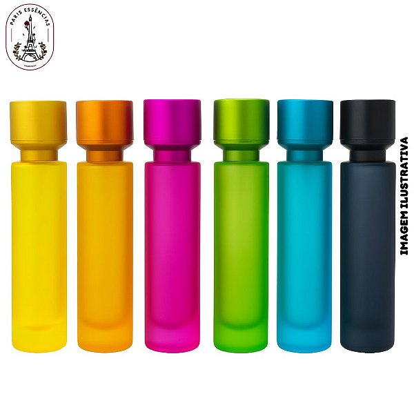 Vidro Porta Perfume Cilíndrico Fosco Color - 30ml (un)