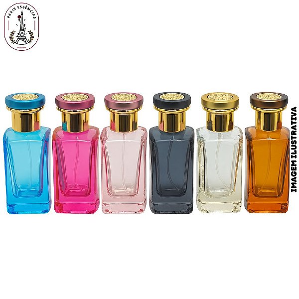 Vidro Porta Perfume Square C/Tampa Luxo Color - 30ml (un)