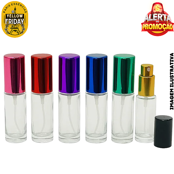 Kit 6 Vidro Porta Perfume Color - 12ml