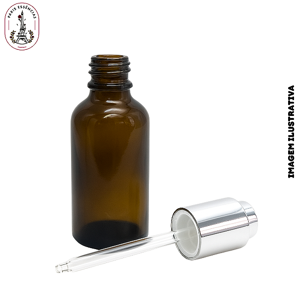 Vidro Âmbar 50ml c/Bulbo Prata - UN