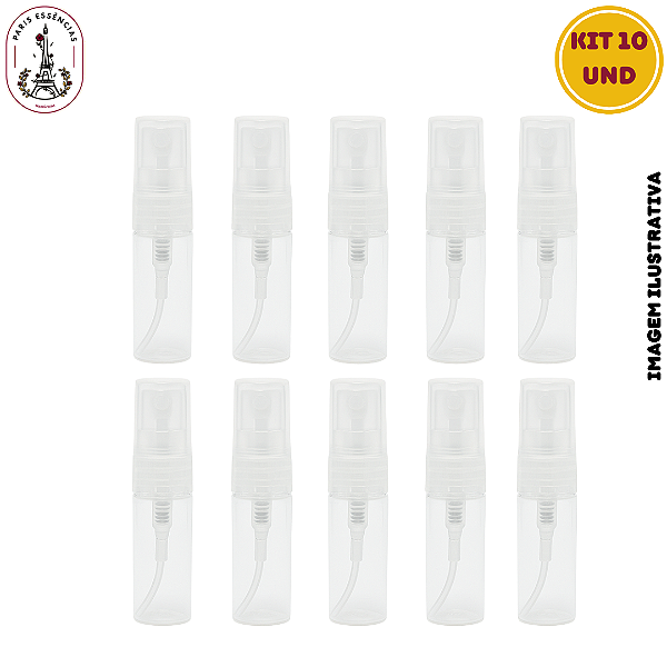 Kit com 10 Frascos Provador Transparente Spray – 2ml