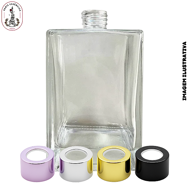 Vidro Quadrado Cristal 500ml C/ Tampa Difusor