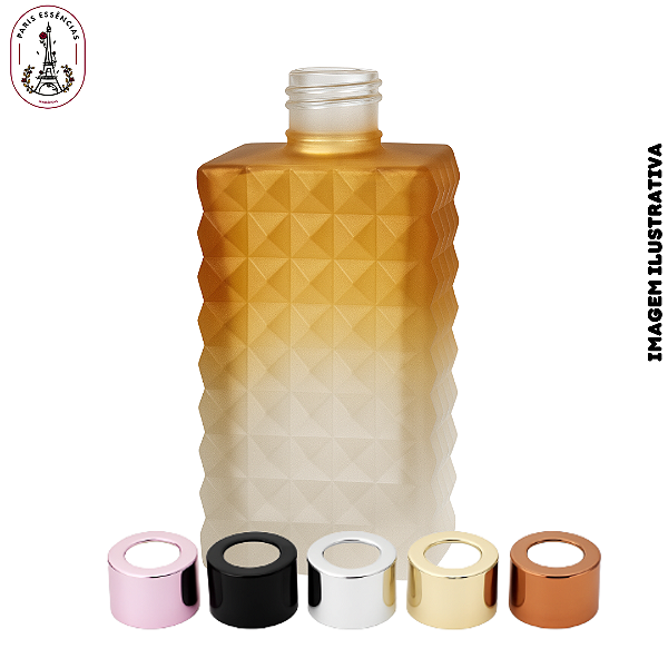 Vidro Retangular Craquelado 270ml Âmbar Fosco