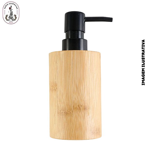 Dispensador De Sabonete Líquido em Bambu Cilindro 200ml - Unidade