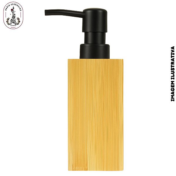Dispensador De Sabonete Líquido em Bambu Quadrado 250ml - Unidade