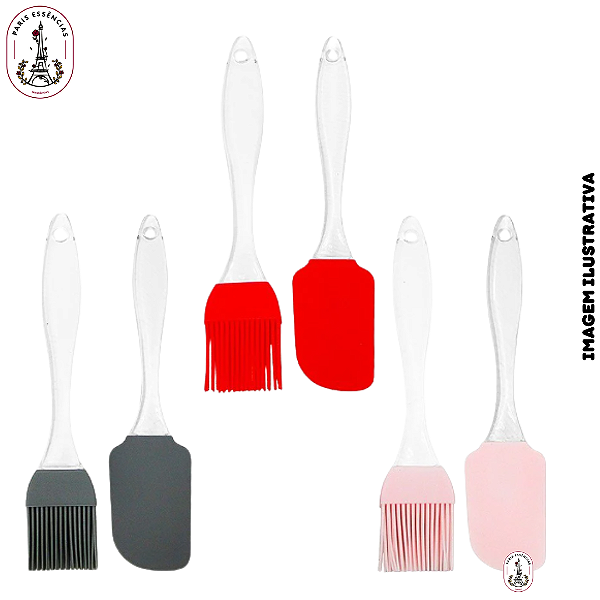 Kit Espátula + Pincel Pão Duro Silicone c/ Cabo Acrílico - Color (UN)
