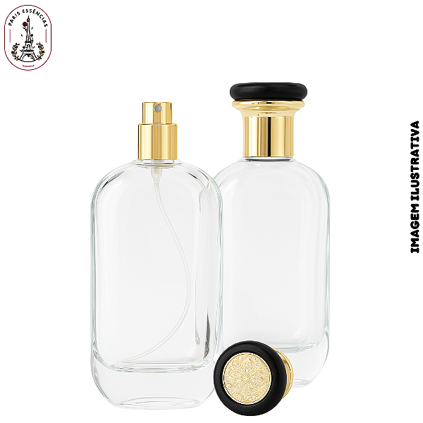 Porta Perfume 100ml Lilly Tampa Dourada/Preta – Unidade