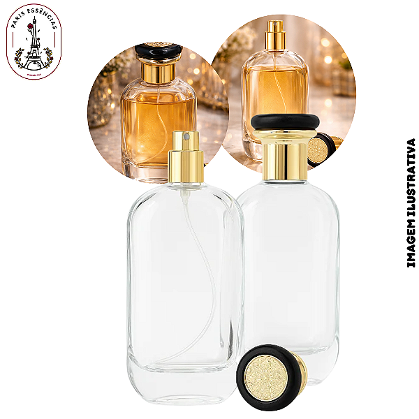 Porta Perfume 100ml Lilly Tampa Dourada/Preta – Unidade