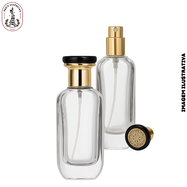 Porta Perfume 30ml Lilly Tampa Dourada/Preta – Unidade
