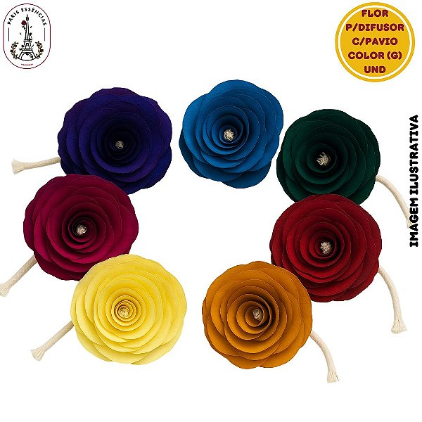 Flor Para Difusor em Madeira c/Pavio - Colorida (G)