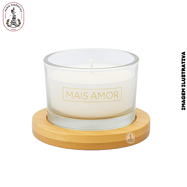 Vela Decorativa Mais Amor Redonda Base em Madeira - (UND)