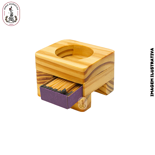 Porta Vela Quadrado em Pinus Com Caixa de Fósforo  - (un)