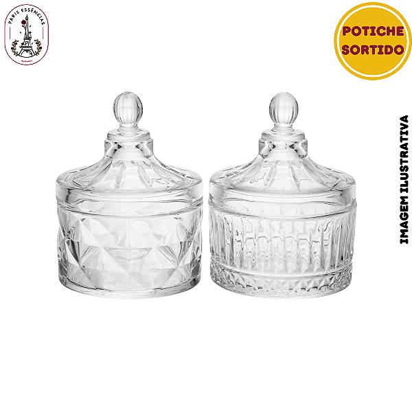 Potiche Redondo 6,8cm x 9cm Sortido Cristal - (Unidade)