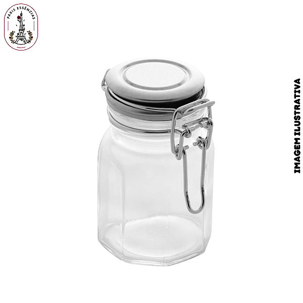 Pote Hermético de Vidro c/Tampa Prateada 90ml Geométrico - (Unidade)