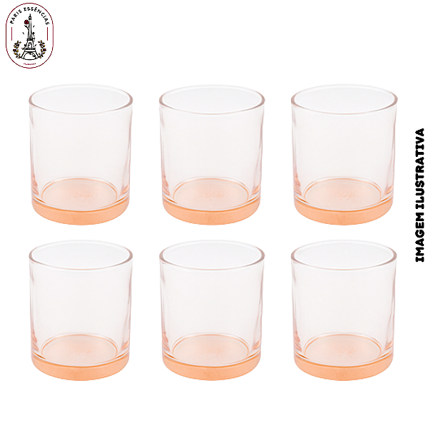 Kit 6 Copos Para Vela De Vidro Rose - 100ml