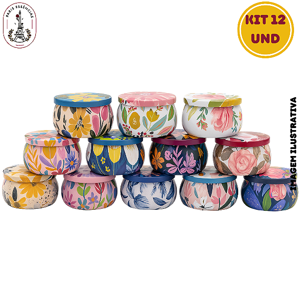Kit 12 Latas Metal Floral - 140ml